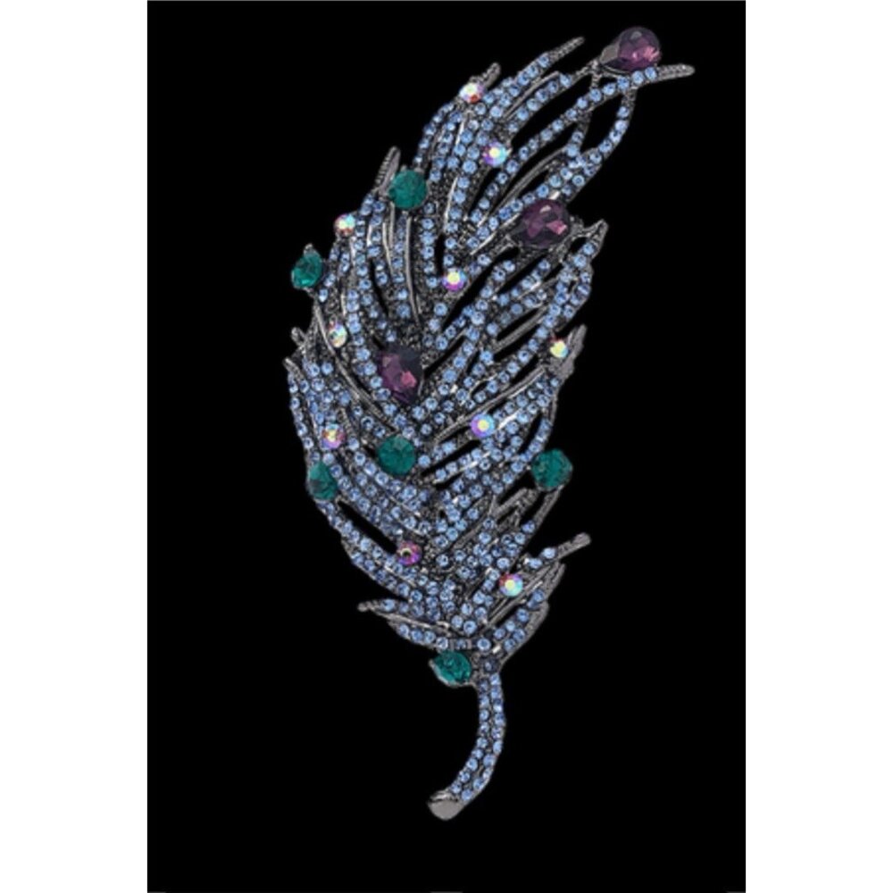 old money‎ glam large rhinestone shoulder pin brooch 4in - Picture 5 of 13